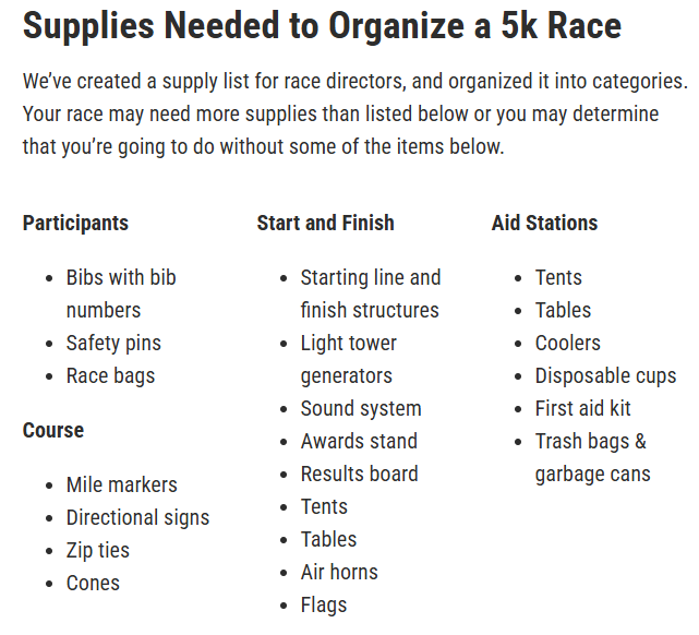 MW 5 race supplies
