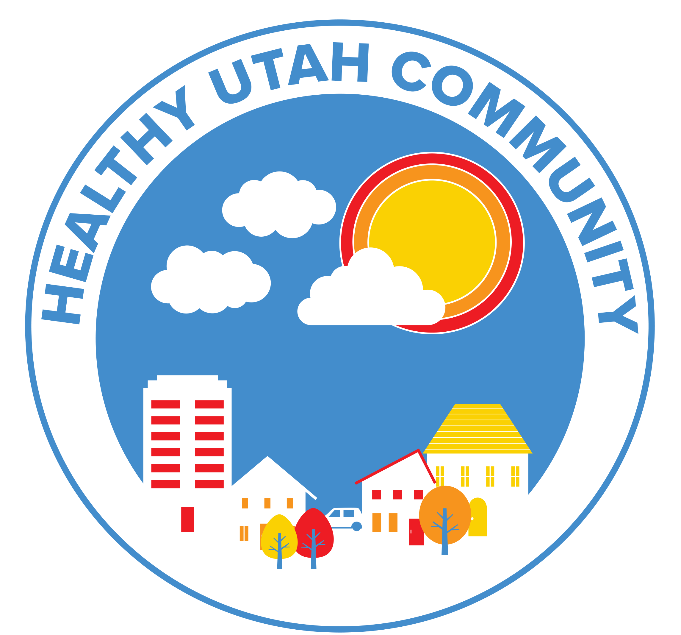 Healthy Utah Community blue background